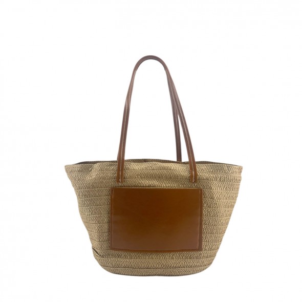 Bolso Tote De Hombro Rafia